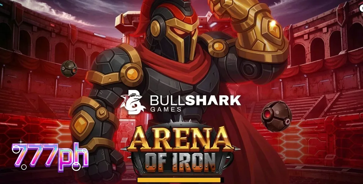 Isang futuristic na arena na may mga robotic gladiator sa background ng isang dystopian na wasteland.